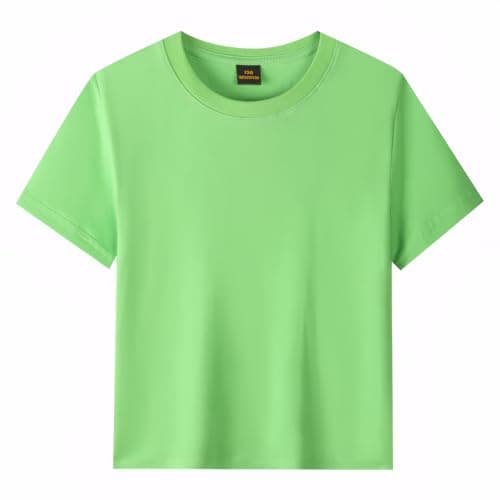 Image of 210GSM 100% Cotton T-Shirts Crew Neck Tees Loose-Fit Tops School Uniform Breathable Basics for Kids 3-4 Years Green