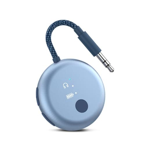 Image of Avantree SoundJet R1 – Airplane Bluetooth Adapter for Headphones & AirPods, aptX Adaptive, Qualcomm Chipset, 20H Playtime, Wireless Audio Transmitter for in-Flight Travel Essentials - Sky Blue