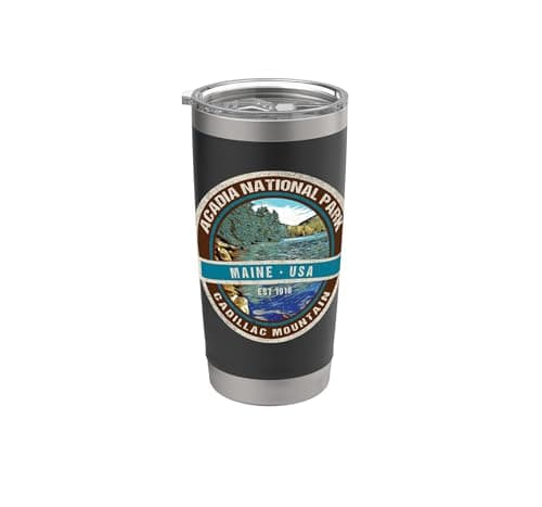 Image of Vintage Acadia National Park Maine USA Travel Souvenir Stainless Steel Insulated Tumbler