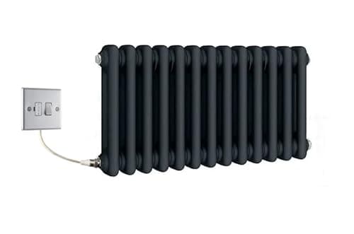 Image of Manissa Electric Anthracite Traditional Column Radiator with PTC Element Old Cast Iron Type School Radiator + 7 Day Timer/Thermostat (2 Column 300mm H x 416mm W)