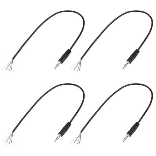 Image of The Lord of the Tools 4pcs 3.5mm Jack Socket 3.5mm Male Plug to Bare Wire Open End Headset TRRS 4-pin Audio Plug Cord Stereo Audio Cable (30cm)