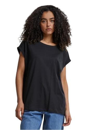 Image of Urban Classics Women's Ladies Extended Shoulder Tee T-Shirt, Black, 5XL