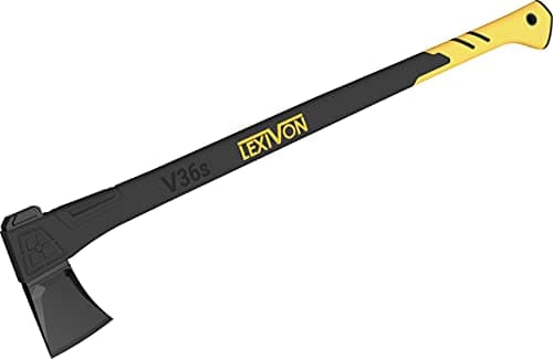Image of LEXIVON Axe 36" Camping Outdoor Hatchet for split medium to large fireplace wood logs, kindling & gardening, Ergonomic TPR Grip, Lightweight Fiber-Glass Handle, protecting cover Included