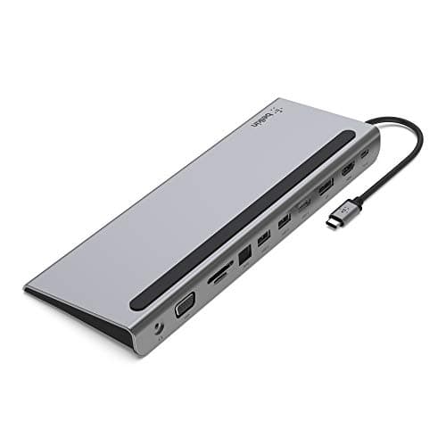 Image of Belkin USB-C Hub, 11-in-1 MultiPort Adapter Dock with 4K HDMI, DP, VGA, USB-C 100W PD Pass-Through Charging, 3 USB A, Gigabit Ethernet, SD, MicroSD, 3.5mm Ports for MacBook* Pro, Air, XPS and More