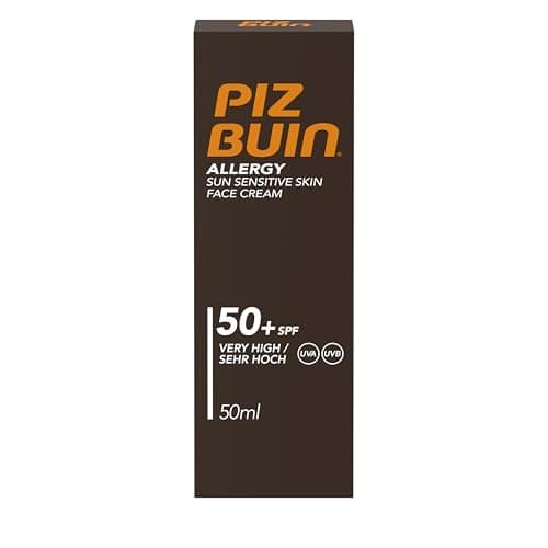 Image of Piz Buin Allergy Sun Sensitive Skin Face Cream SPF 50+ (50ml), Facial Sunscreen with UVA/UVB Filters, Protective Moisturising Lotion for Delicate Complexions, Sweat & Water Resistant