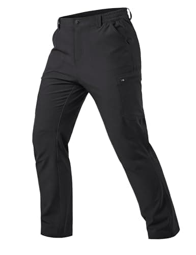 Image of MAGCOMSEN Mens Tactical Pants Water Resistant Work Cargo Pants Lightweight Outdoor Hiking Pants Pockets Black, 32