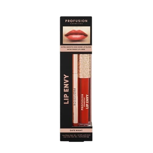 Image of Profusion Cosmetics Lip Envy Duo - Date Night Lip Gloss & Liner Set, High-Shine Finish, Bold Colour, Vegan & Cruelty-Free Makeup