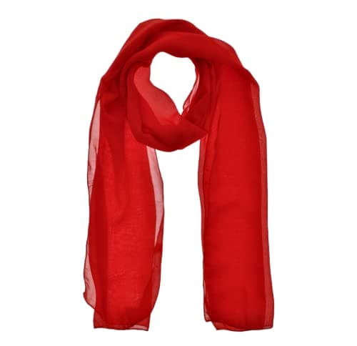 Image of WESTEND CHOICE Ladies Chiffon Scarves Women Plain Neck Scarf Soft Headwrap Girls Headscarf Sheer Wrap women's scarves & wraps 150x45 cm (Red)