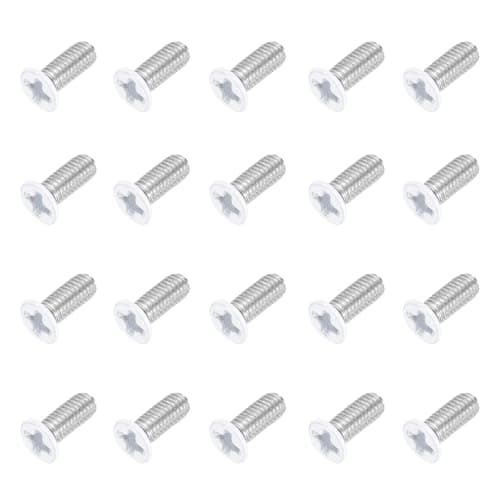 Image of sourcing map M3 x 8mm Flat Countersunk Head Machine Screws 304 Stainless Steel Full Thread Phillips Drive Cross Screw for Furniture Connection Electrical Appliances (White, Pack of 20)