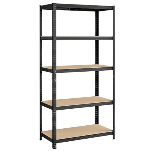 Image of SONGMICS 5 Tier Storage Shelf, 50 x 100 x 200 cm, 600 kg Capacity, Adjustable Boards, Industrial Style, for Kitchen, Living Room, Black GLR050B01