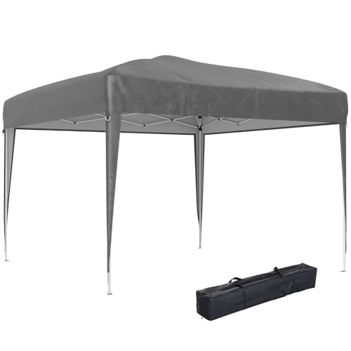 Image of Outsunny 3 x 3M Garden Pop Up Gazebo Height Adjustable Marquee Party Tent Wedding Canopy with Carrying Bag, Grey