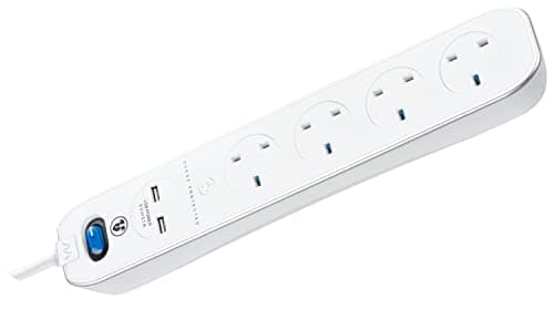 Image of Masterplug SRGLSU42PW 4 Gang 2m Surge Protected with 2 x USB Sockets in White