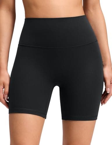 Image of CRZ YOGA Women Butterluxe No Front Seam Biker Shorts 6" - High Waisted Lounge Pilates Workout Sport Athletic Buttery Soft Black 12
