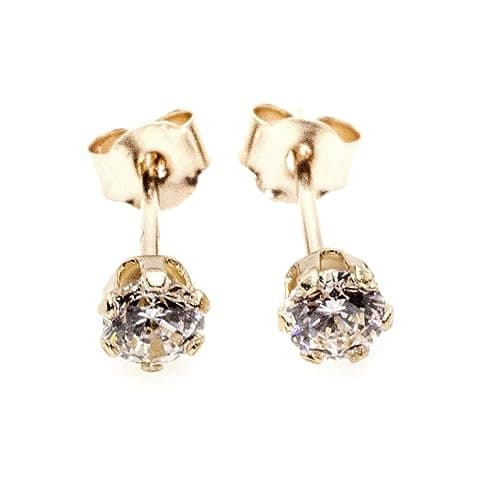 Image of Arranview Jewellery 4mm CZ solitaire stud earrings in 9ct yellow gold