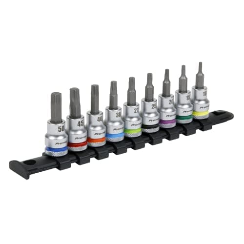 Image of Sealey Drive TRX-Star Socket Bit Set 9pc - Platinum 3/8" Sq AK6251, Large