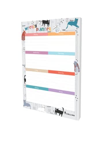 Image of Collins Debden Maru Cat Design A4 Weekly Pad - 7 Day Planner Notepad 60 Sheets White Paper