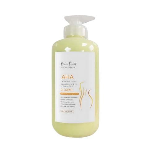 Image of Britains Beauty AHA Yellow Body Lotion with Alpha Hydroxy Acids, Vitamin C & E, Intense Brightening Formula for Smooth & Hydrated Skin – 500ml (Yellow, 500ml)