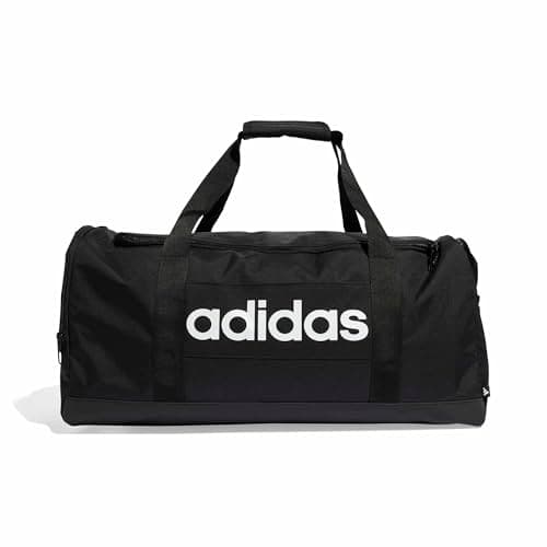 Image of adidas Unisex Essentials Linear Duffel Bag, Black/Black/White, M