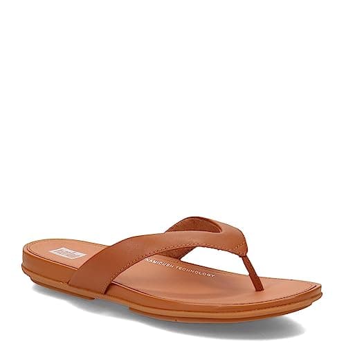 Image of Fitflop Women's Gracie Leather Flip-Flops, Light Tan, 4