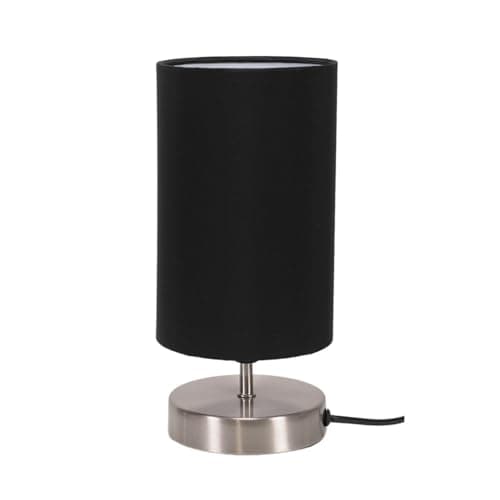 Image of ValueLights | Brushed Chrome Cylinder Touch Dimmer Table Lamp with Black Fabric Shade Bedside Light | Table Lamps, Home Décor & Improvement Essential