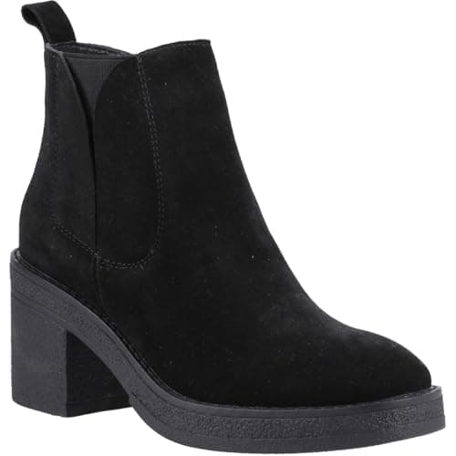 Image of Hush Puppies Felicia Suede Women's Black Heeled Chelsea Boots - UK 7