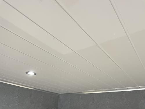 Image of Gloss White Twin Embedded PVC Ceiling Panels Bathroom Cladding Shower Wet Wall (4 Panels)