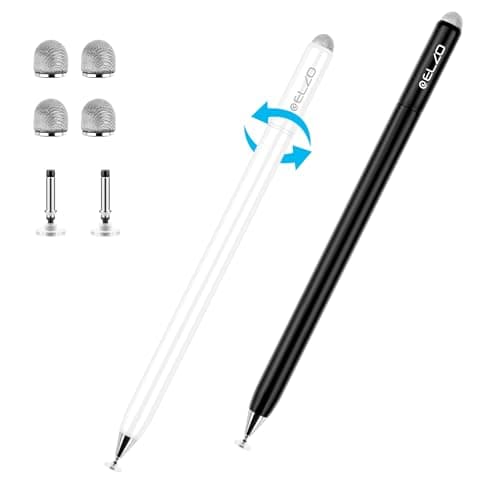 Image of ELZO Stylus Pens for Touch Screen, 2 in 1 Universal Rotatable Stylus, High Sensitivity Surface Pen with Extra 6 Tips, for All Tablet Touch Screens iPhone iPad Pro Android Tablets Chromebook
