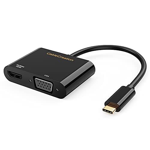 Image of CableCreation USB C to HDMI VGA Adapter, USB C to HDMI 4K 60Hz VGA 1080P 60Hz Converter for MacBook Pro Air iPad Pro Dell XPS 13/15 Surface Go Chromebook Galaxy S22 S21 S20 etc