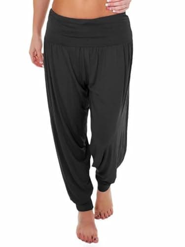 Image of Prime fashions - Ladies Harem Trousers - Women's Full-Length Stretch Casual Pants (M-L, Black)
