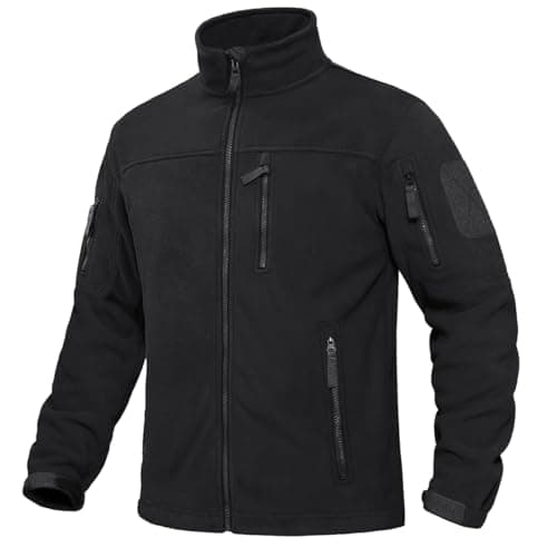 Image of KEFITEVD Men's Fleece Jackets Winter Windproof Tactical Jacket Warm Multi Pockets Work Coats Black, S