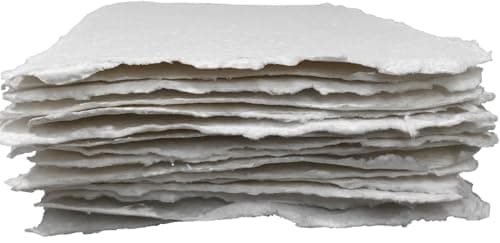 Image of Wanderings Thick Handmade Watercolor Paper with Deckled Edge - 23 x 30.5 cm - 500GSM Premium White Cold-Pressed Textured Mixed Media Paper Made with Recycled Cotton - 15 Loose Leaf Sheets