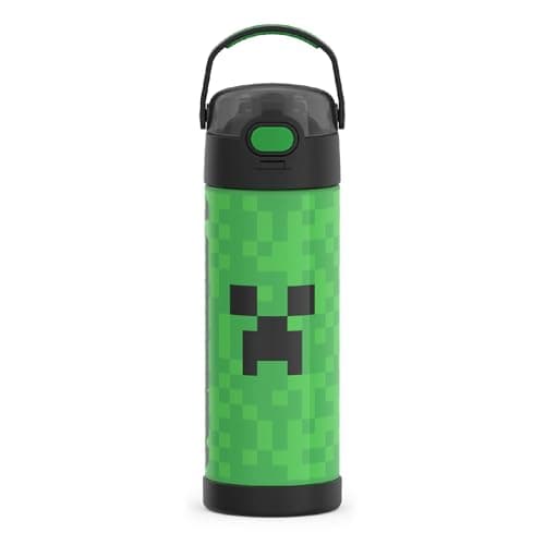 Image of THERMOS FUNTAINER 16 Ounce Stainless Steel Vacuum Insulated Bottle with Wide Spout Lid, Minecraft