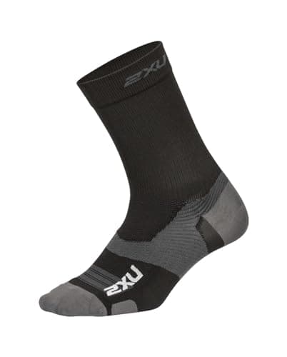 Image of 2XU Unisex's Vectr Light Cushion Crew Socks, Black/Titanium, S