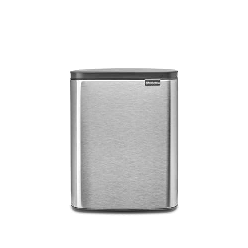 Image of Brabantia - Bo Waste Bin 12L - Stylish & Handy Rubbish Bin - Easy Open & Soft Closing Lid - Hygienic & Space Efficient - Transport Grip - for Bathroom, Home Office & Bedroom - Matt Steel FPP