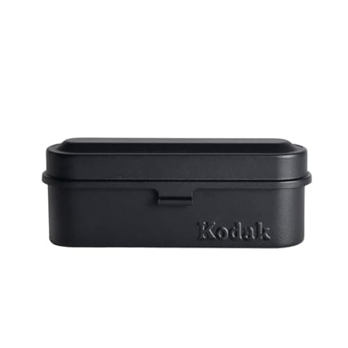 Image of KODAK Film Case - for 5 Rolls of 35mm Films - Compact, Retro Steel Case to Sort and Safeguard Film Rolls (Black) (Film is not Included)