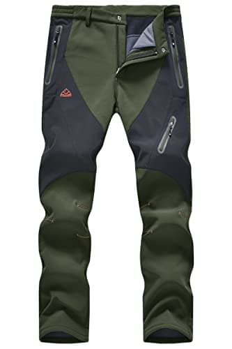 Image of Rdruko Men's Fleece Lined Warm Trousers Thermal Waterproof Windproof Winter Pants for Outdoor Work Camping Hiking Fishing Skiing Army Green 32