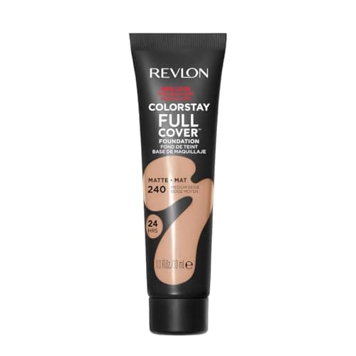 Image of Revlon ColorStay Full Cover Longwear Matte Foundation, Heat & Sweat Resistant Lightweight Face Makeup, Medium Beige (240), 30ml
