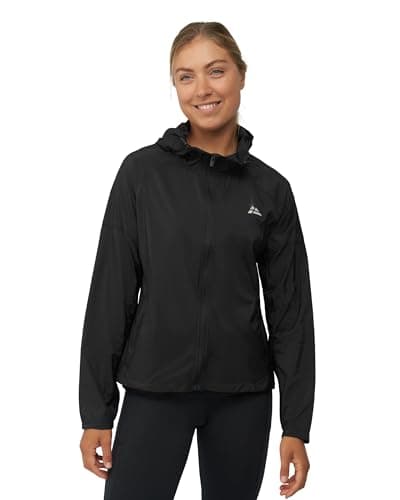 Image of DANISH ENDURANCE Reflective Running Jacket Women, Lightweight Windbreaker Jacket, Packaway Windproof Jacket, with Hood, Black, XS