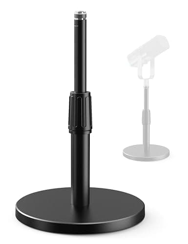 Image of FIFINE Desktop Microphone Stand, Heavy-Duty Metal Adjustable Table Mic Stand with 5/8" Male to 3/8" Female Screw Adapter, 4 Non-Slip Pads Compatible with Microphones for Recording, Streaming-BS1