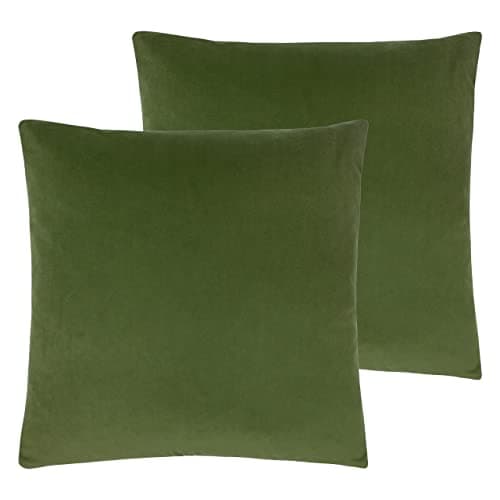 Image of Evans Lichfield Sunningdale Polyester Filled Cushions (Twin Pack), Olive, 50 x 50 cm