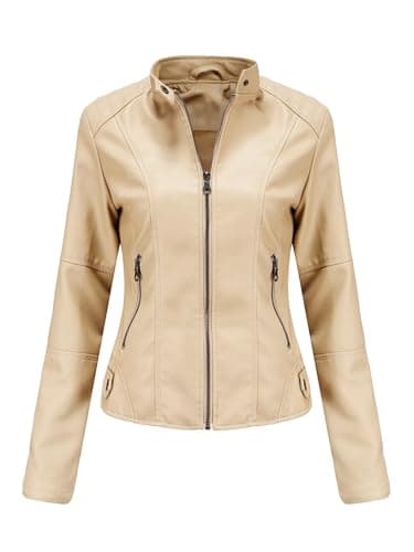 Image of Suiting Style Women's Stylish Cream Variation Jackets - Slim Fit Varsity Jacket For Women - Real Leather Jacket