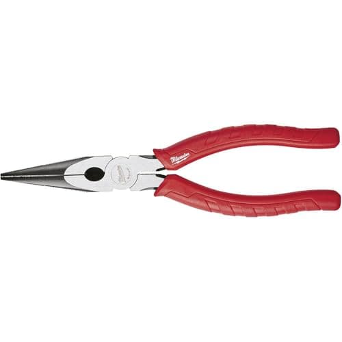 Image of Milwaukee 48226101 8-Inch Long Nose Pliers - Red/Silver