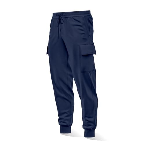 Image of trending babz Boys Girls Kids Unisex PE Fleece Cargo Jog Pants Elasticated Waist Cuffed Ankles Sports Games School Trousers Tracksuit Bottoms Navy