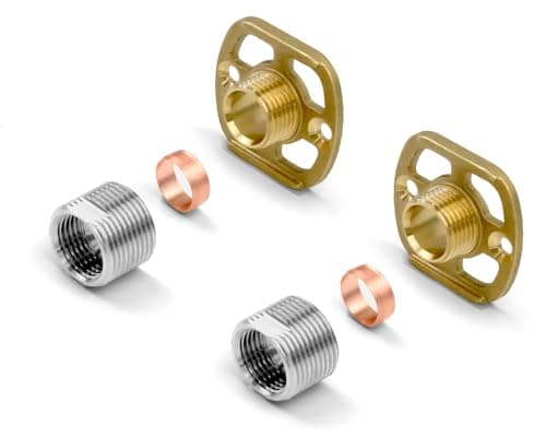 Image of Xcel Home Chrome Shower Fixing Kit Backplates | Pair | 3/4" BSP Wall Mounted Plate for Exposed Bar Shower Valves | Stainless Steel | Easy Fit | Standard UK Plumbing