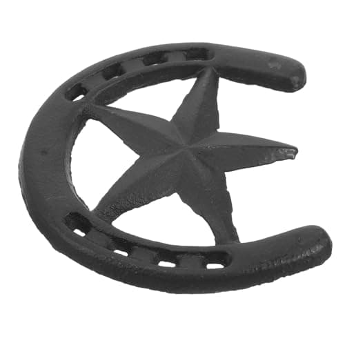 Image of Lurrose Cast Iron Horseshoe Wall Art Metal Sculpture Decorative Hanging for Entryway and Garden Wall Ornament