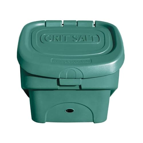 Image of Glasdon Grit Salt Bin 90 Litre Storage Container for Winter Safety Durable & Compact Rock Salt Box with Grit/Salt Embossed Decal Stackable Heavy Duty Highly Visible with 100 Kg+ Capacity (Green)