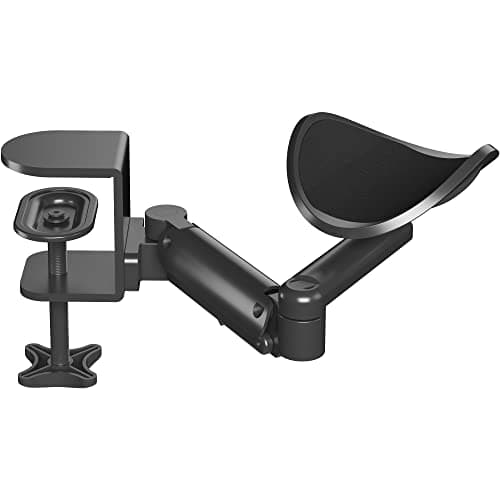 Image of BONTEC Ergonomic Arm Rest for Desk, Rotating Wrist Rest Holder with Extendable 342mm Arm, 12kg Load, Adjustable Aluminum Keyboard Wrist Support, Mouse Arm Rest Pad, Black