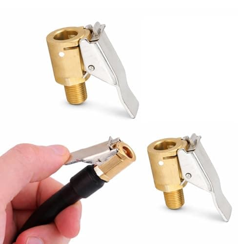 Image of 2 Pcs Brass Tyre Valve Air Pump Clip, Quick Release Tyre Inflator Adaptor with Locking Connector, 8mm Tyre Valve Adapter for Car, Truck, SUV, Bicycle Tire Inflation Tools