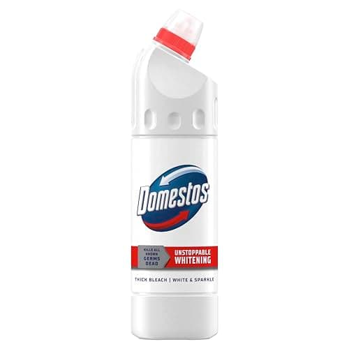 Image of Domestos White & Sparkle Thick Bleach disinfectant that eliminates 99.99% of bacteria and viruses* unstoppable whitening power 750 ml