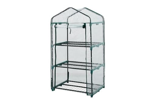 Image of Top Home Solutions® Mini Greenhouse - 3 Tier Cold Frame With Clear PVC Cover, Roll-Up Zipped Door - Portable Greenhouse For Plants And Seedlings - Perfect for Outdoor Garden and Home